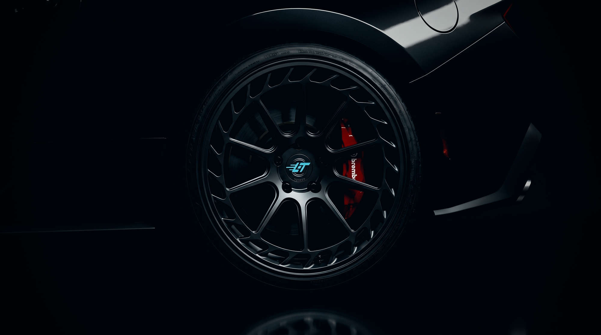 Toyota Supra at night on an urban street